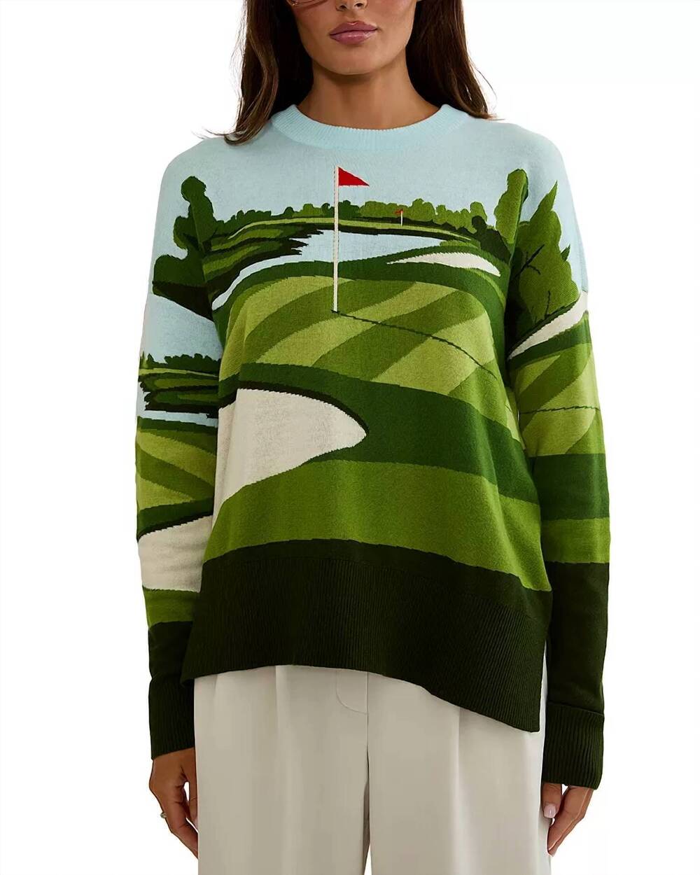 NEW BEACH RIOT callie crewneck sweater in fairway